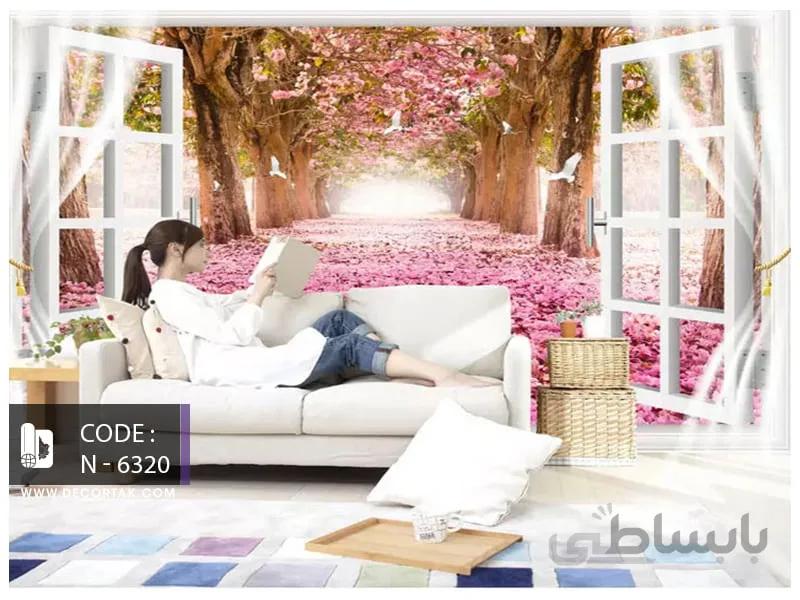 پوستر طبیعت طرح پنجره رو به جنگل کد N-6320