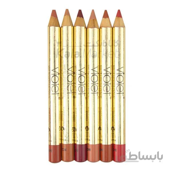 رژ مدادی ۶ تایی طلایی ویولت (Violet Matte Lipstick Pencil)
