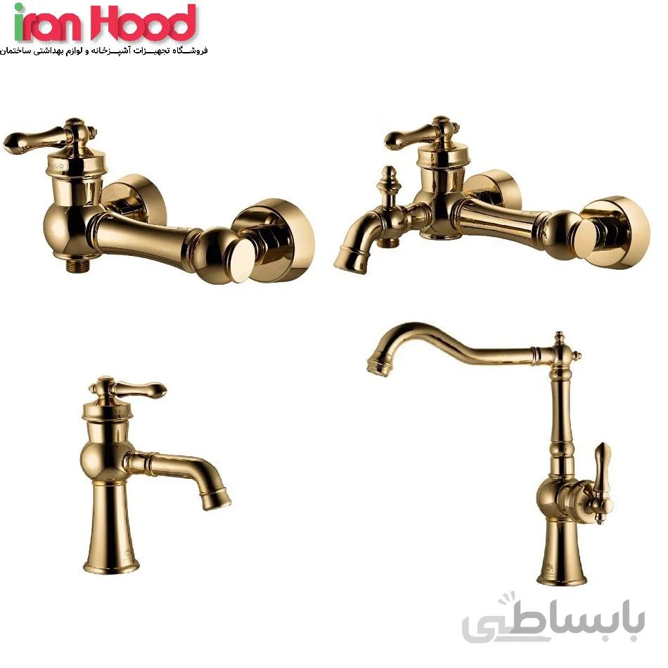 شیرالات درخشان مدل اکوا طلایی ا Derakhshan gold Aqua taps