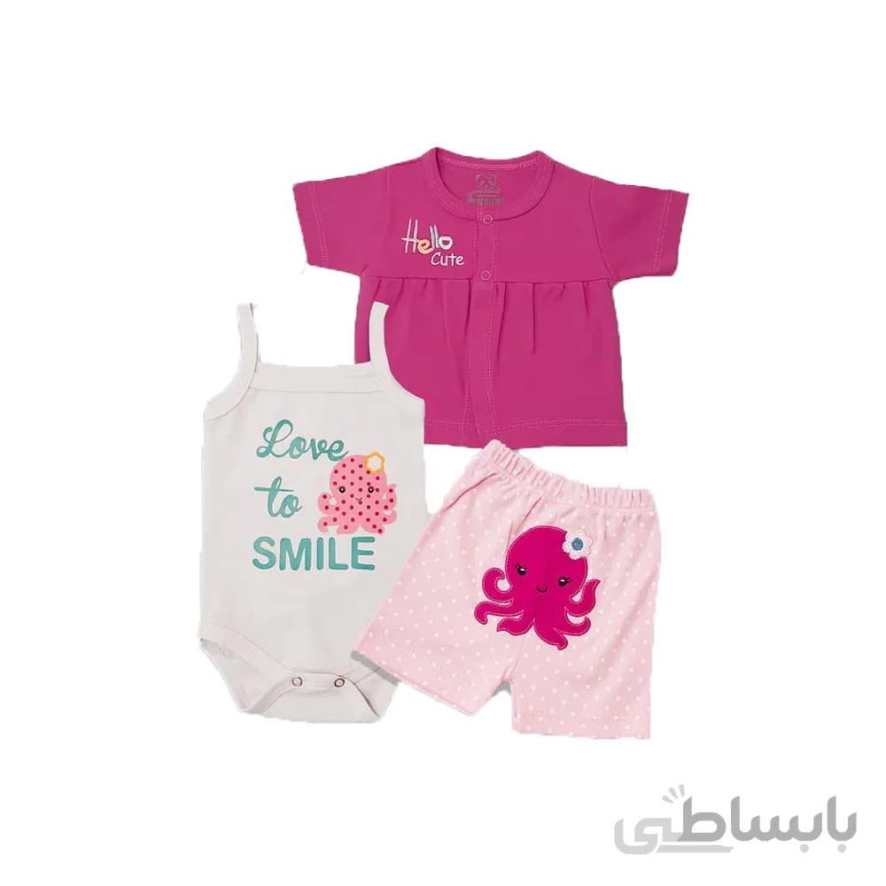 سه تکه نوزادی طرح هشت پا baby clothes
