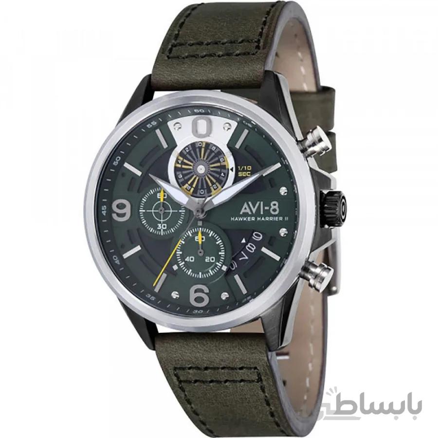 AVI-8 مردان AV-4051 'Hawker Harrier II' کوارتز از فولاد ضد زنگ و ساعت هواپیما چرم
