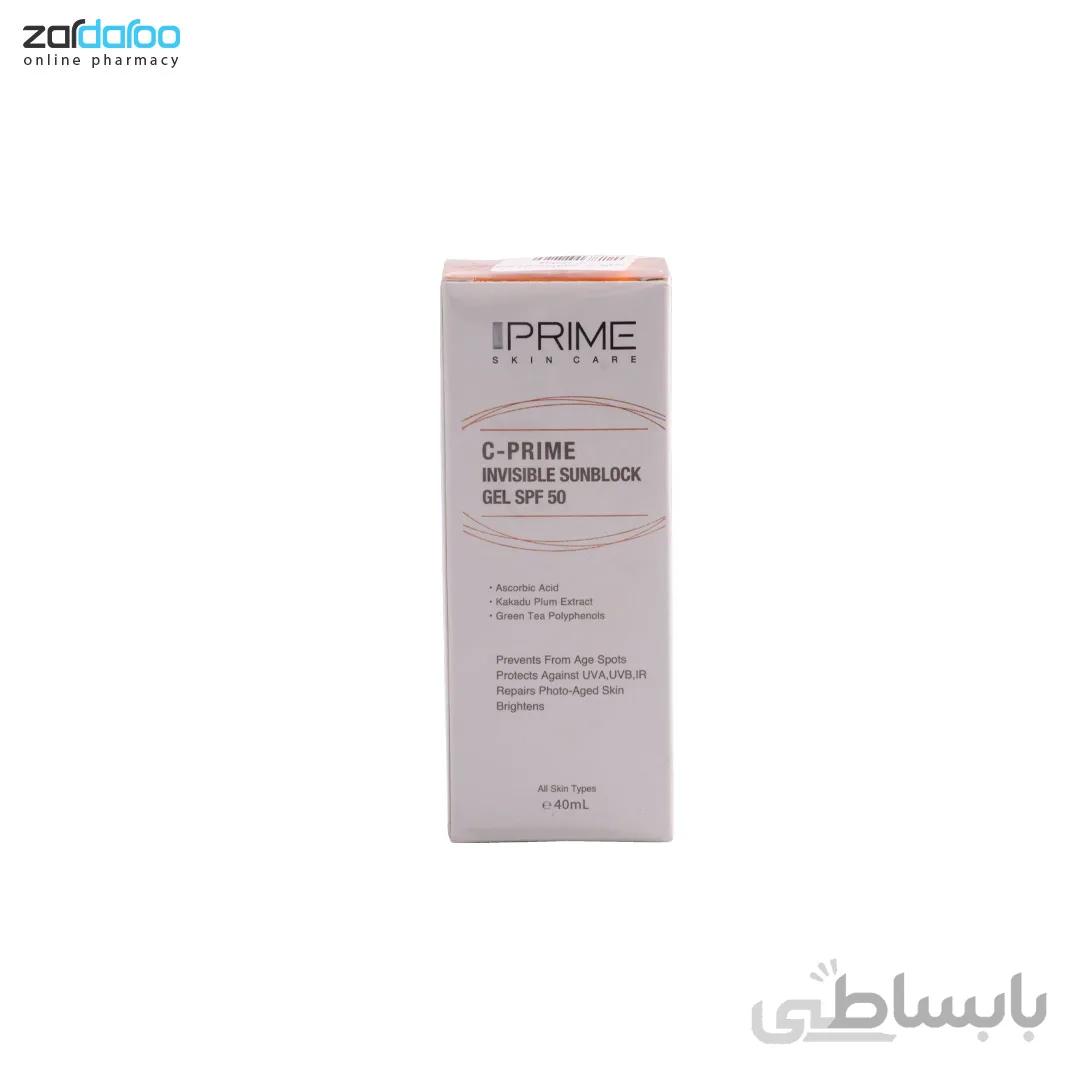 ژل ضد افتاب SPF50 بی رنگ دارای ویتامین C انواع پوست پریم