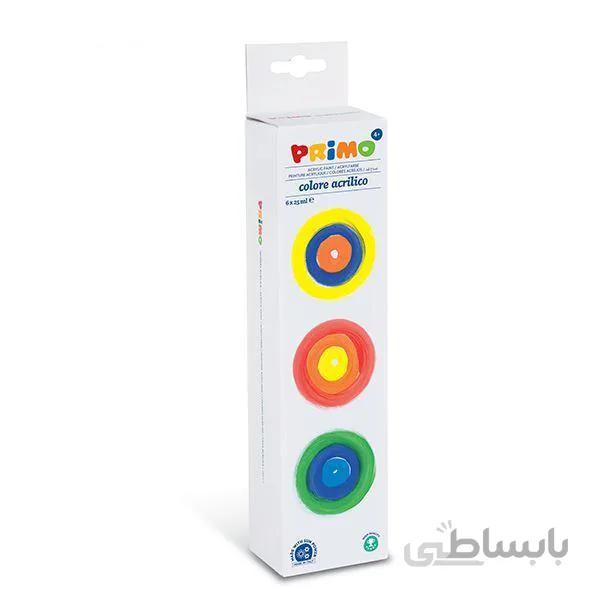 رنگ آکریلیک 25 میل پریمو، بسته‌بندی مقوایی 6 رنگ 408TA6