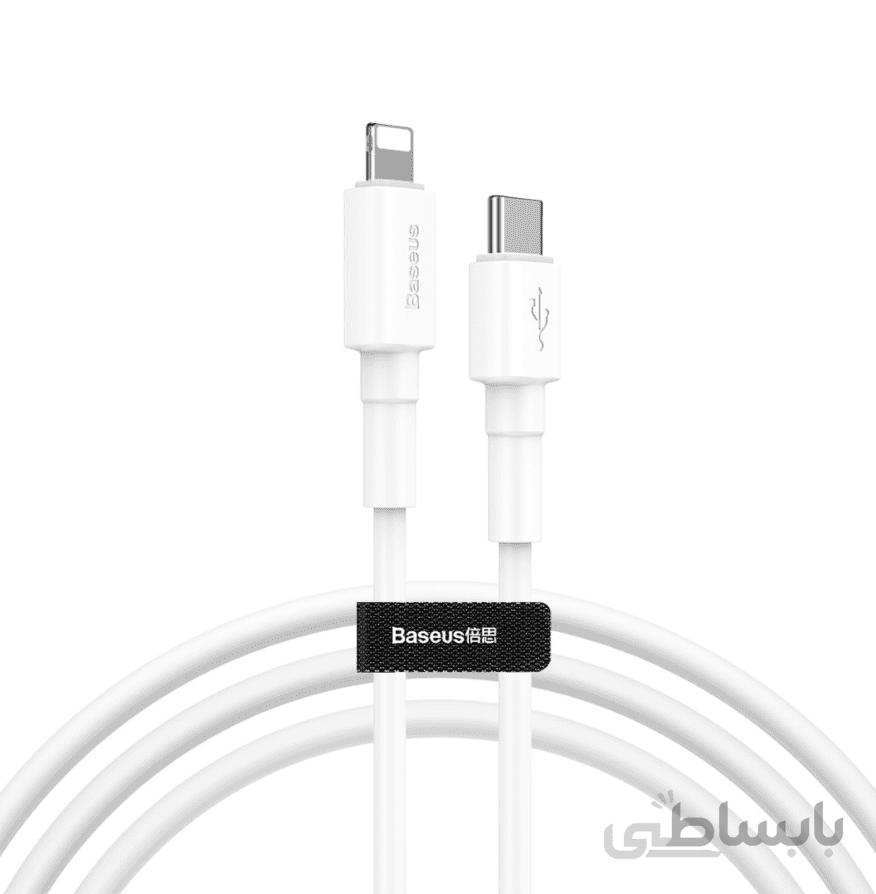 کابل تبدیل تایپ سی به لایتنینگ برند بیسوس مدل mini white به طول 1 متر