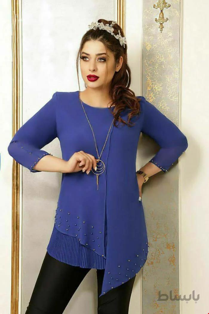 شومیز مجلسی پایین پلیسه آبی