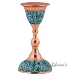 شمعدان فیروزه کوب اثر آقاجانی ارتفاع 12 سانتی متر کد Shf-02