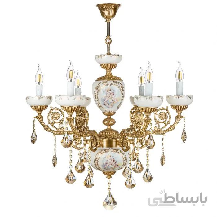 لوستر چشمه نور ۶ شعله کد C2910/6-A آنتیک