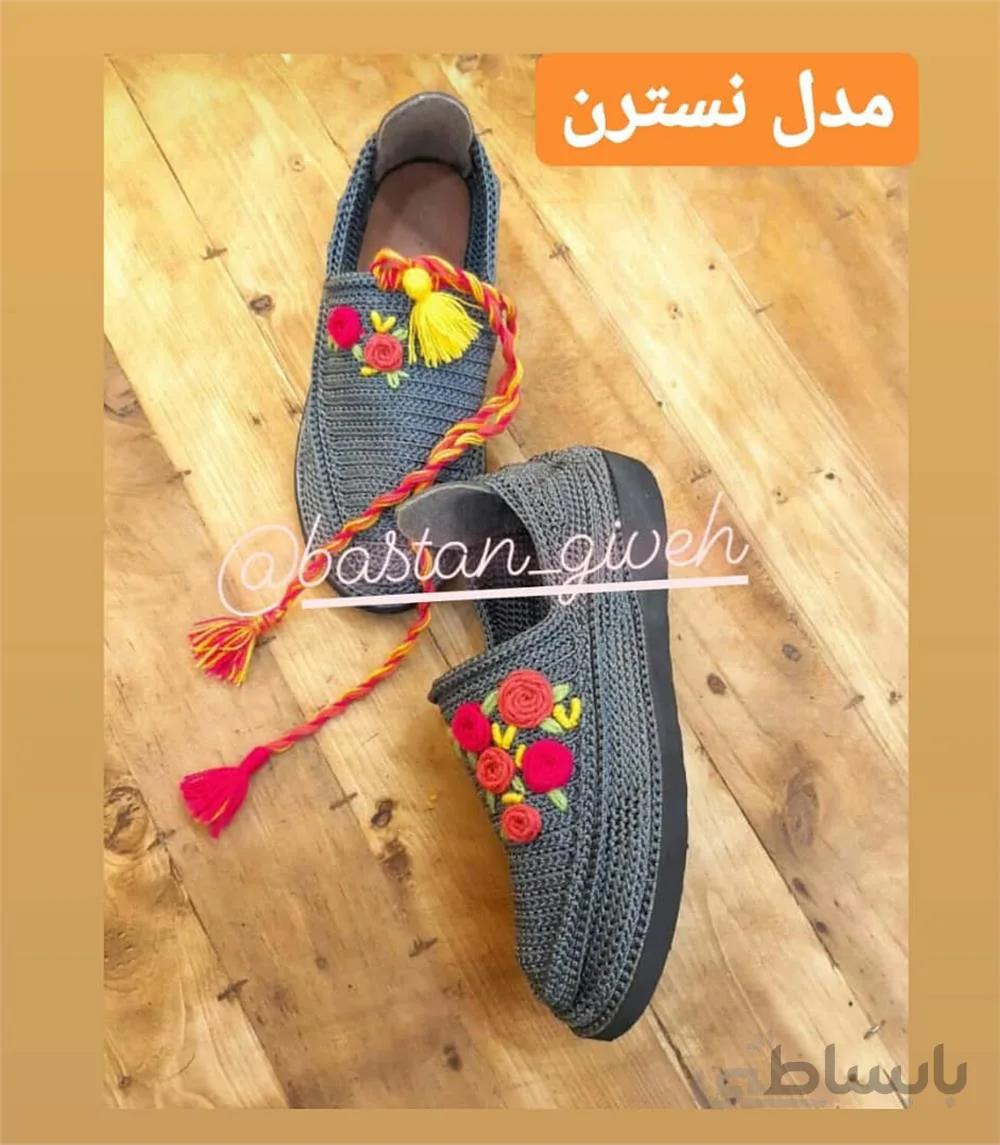 گیوه زیره ابری با تزیین سوزندوزی ا giveh with embroidery decoration