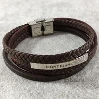 دستبند 4ردیفه مونت بلانک mont blanc قهوه ای،نقره ای (ارسال رایگان)