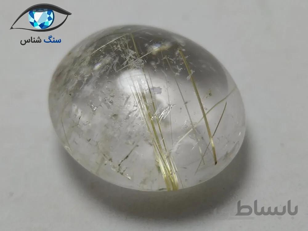 کوارتز روتیل طلایی بیضی شفاف 3.2 گرم
