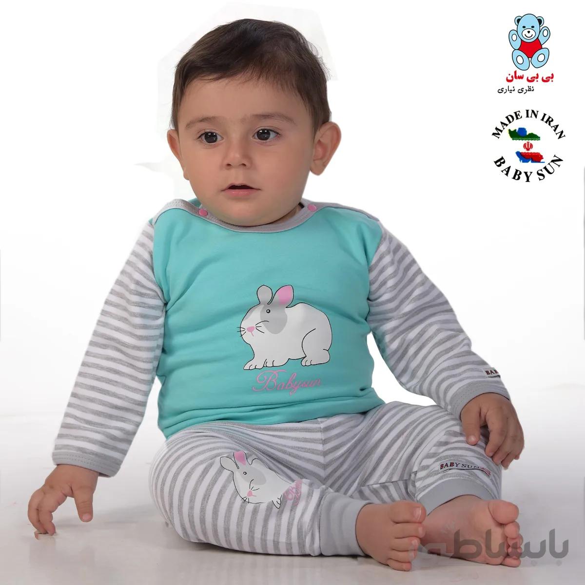 ست تی شرت آستین بلند و شلوار نوزادی بی بی سان طرح خرگوش