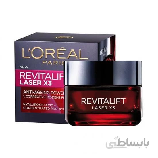 کرم روز ضد چروک لیفت لیزر لورال Loreal Revitalift Laser X3 حجم 15 میل