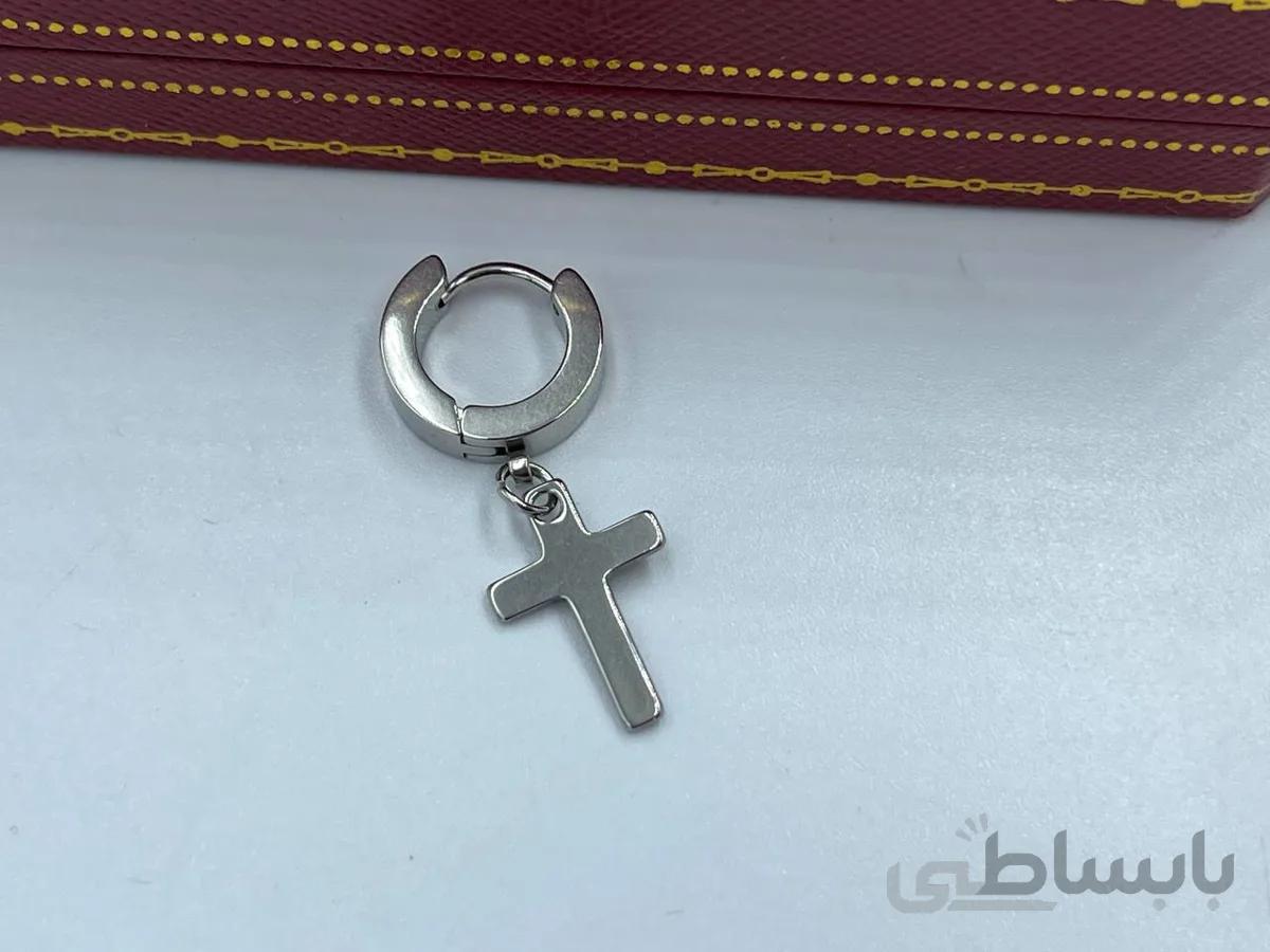 پیرسینگ گوش حلقه ای طرح صلیب