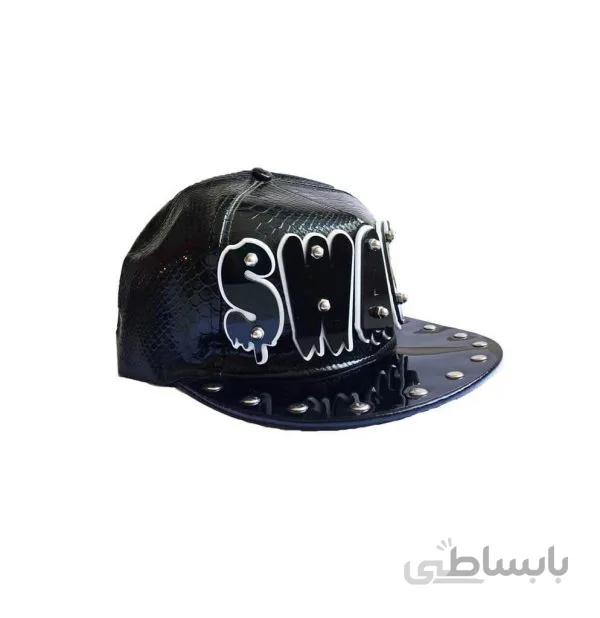 کلاه کپ مشکی مردانه طرح دار کد BC1008