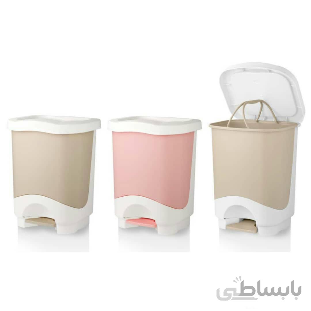 سطل پدالی 4گوش35لیتری لیمون الوان سفید 18لیتری