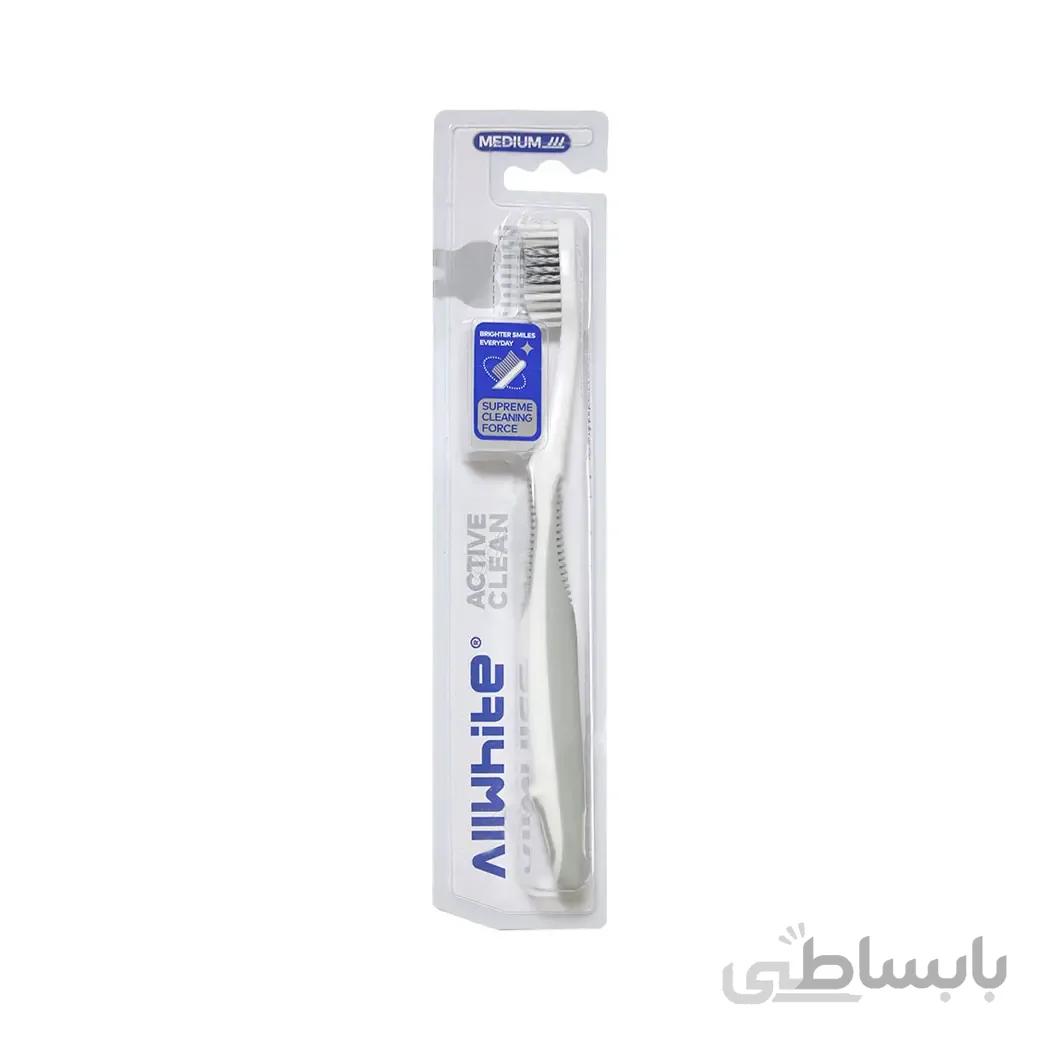 مسواک آل وایت مدل اکتیو کلین با برس متوسط ا Allwhite Toothbrush Active Clean Brush Medium
