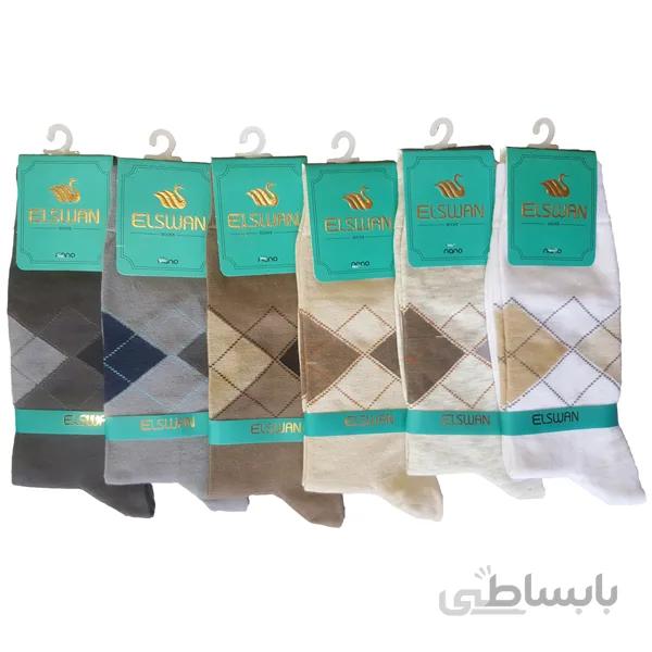 پک 6 جفتی جوراب مجلسی مردانه طرح لوزی کد ph03