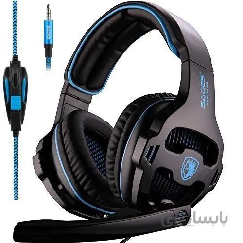 هدفون مدل SA-810 برند Sades مخصوص گیمینگ و دورگوشی استریو مجهز به میکروفون و سیستم حذف نویز.
