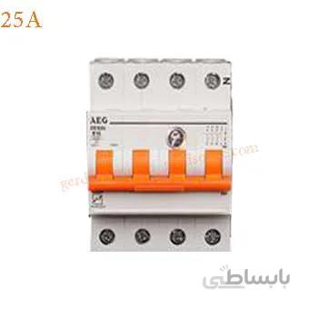 فیوز مینیاتوری سه فاز و نول 25 آمپر AEG ا Miniature Circuit Breaker 3P with nol 25A AEG