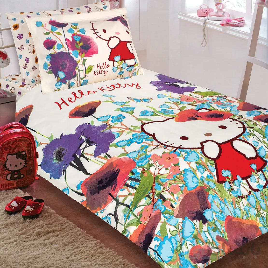 ست لحاف روتختی 3 تکه دخترانه رزین تاژ طرح هلو کیتی Hello Kitty رانفرس