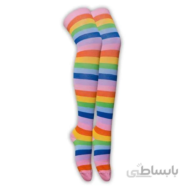 جوراب اسپرت زیبا بالای زانو رینگی رنگارنگ با تم صورتی کد PH130