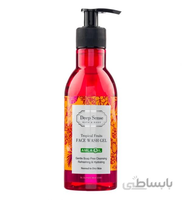 ژل شست و شوی صورت مناسب پوست های خشک و معمولی حاوی روغن آمل با رایحه میوه ای 250 میل دیپ سنس