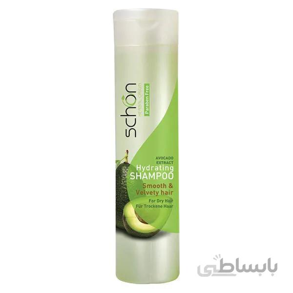 شامپو مرطوب کننده شون حاوی عصاره آووکادو مناسب موهای خشک با حجم 400 میلی لیتر ا Schon Hydrating With Avocado Extract Shampoo For Dry Hair 400 ml