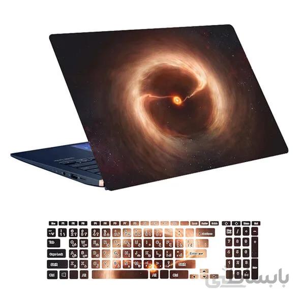 اسکین لپ تاپ طرح Space کد ۱۲۴ به همراه استیکر کیبورد
