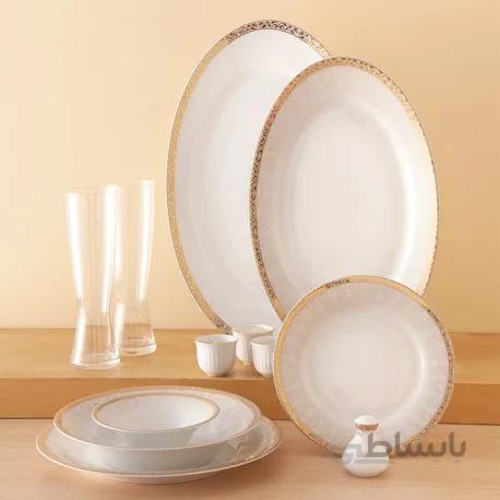 سرویس چینی زرین 6 نفره غذاخوری رومینا طلایی (35 پارچه) ا Zarin Iran Shahrzad Romina-Gold 35 Pieces FDC Dinnerware Set