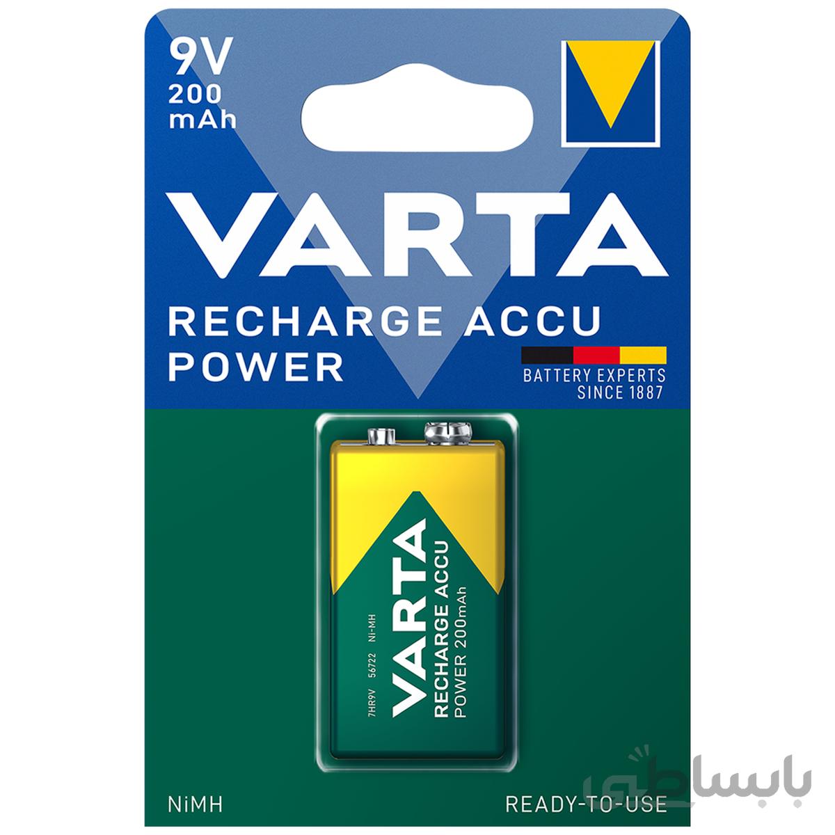 باتری 9 ولت 200mAh کتابی قابل شارژ مارک وارتا VARTA