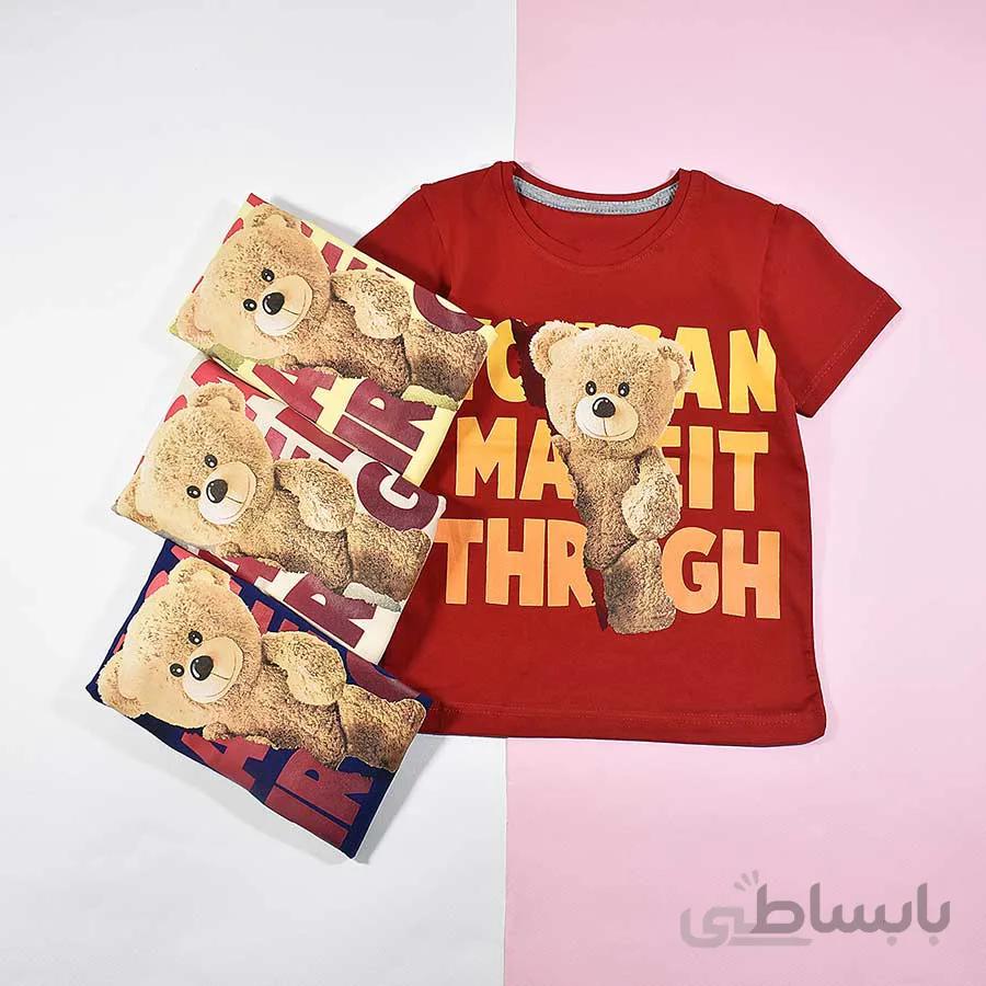 تیشرت پسرانه بچه گانه طرح خرس تدی کد 2193