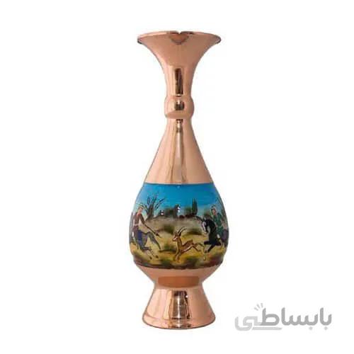 گلدان مسی طرح اسب و شکار