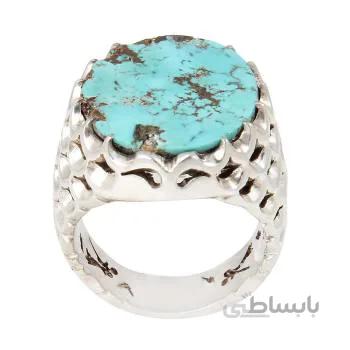 انگشتر نقره مردانه مدل سنگ فیروزه نیشابور رکاب دست ساز کد AM_2031