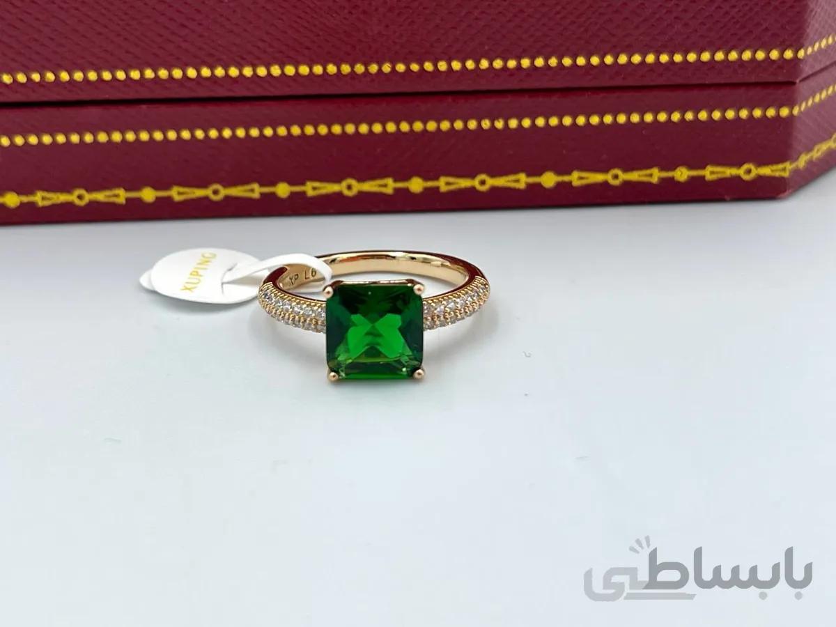 انگشتر تک نگین سبز ژوپینگ
