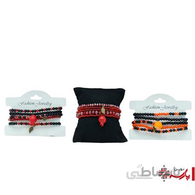 دستبند 5 عددی مهره اونیکس انار و نارنگی 3