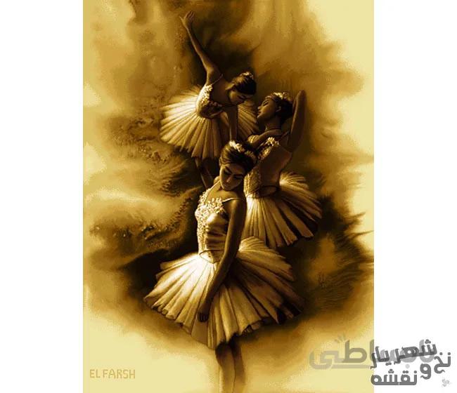 نخ و نقشه تابلو فرش طرح رقص باله کد 91894