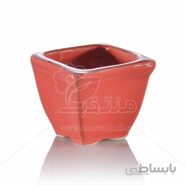 گلدان سفالی لعابدار مربع ارتفاع 5 سانتی متر