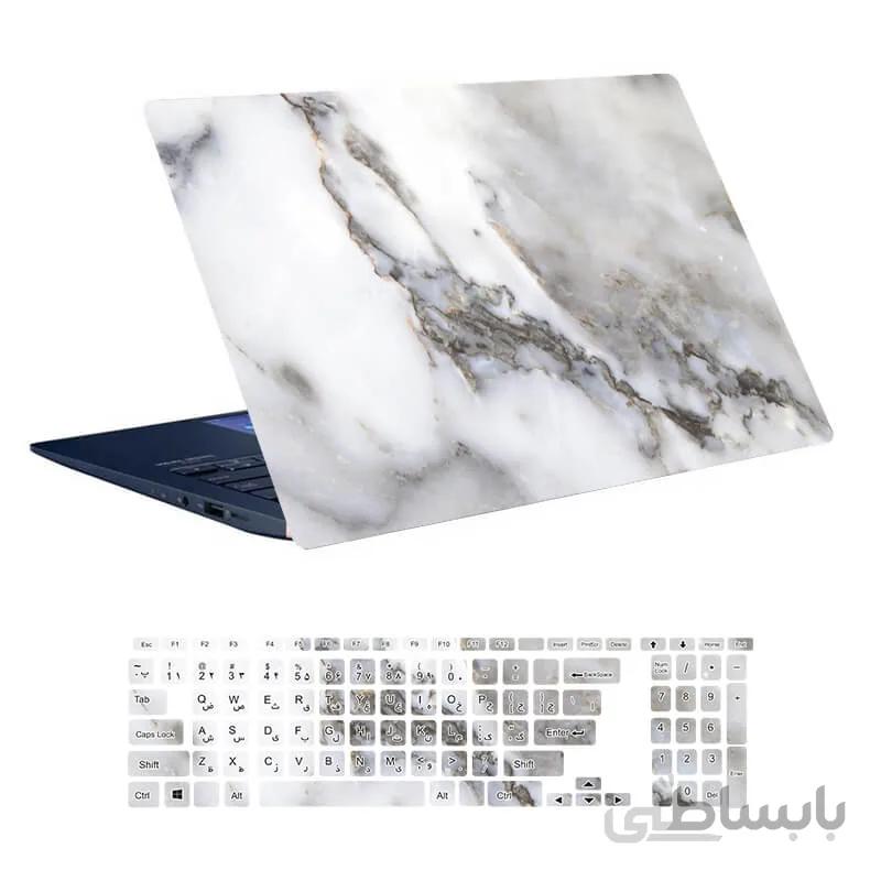 اسکین لپ تاپ طرح Marble کد ۳۷ به همراه استیکر کیبورد
