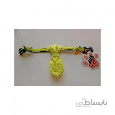 کراوات زرد با طرح دایره ای پرس پت