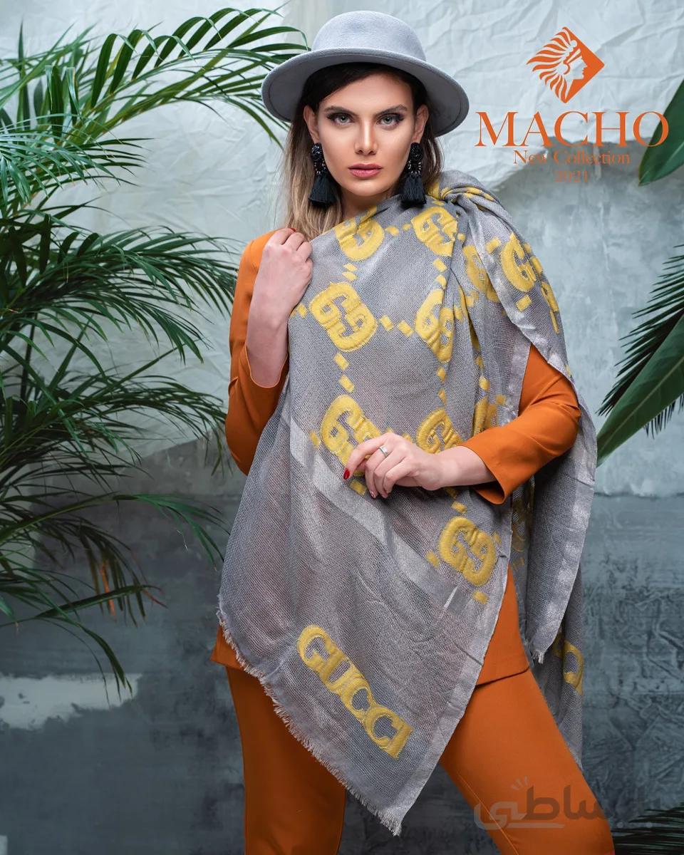 شال سافاری فشن لمه طرح Gucci ماچو 2253