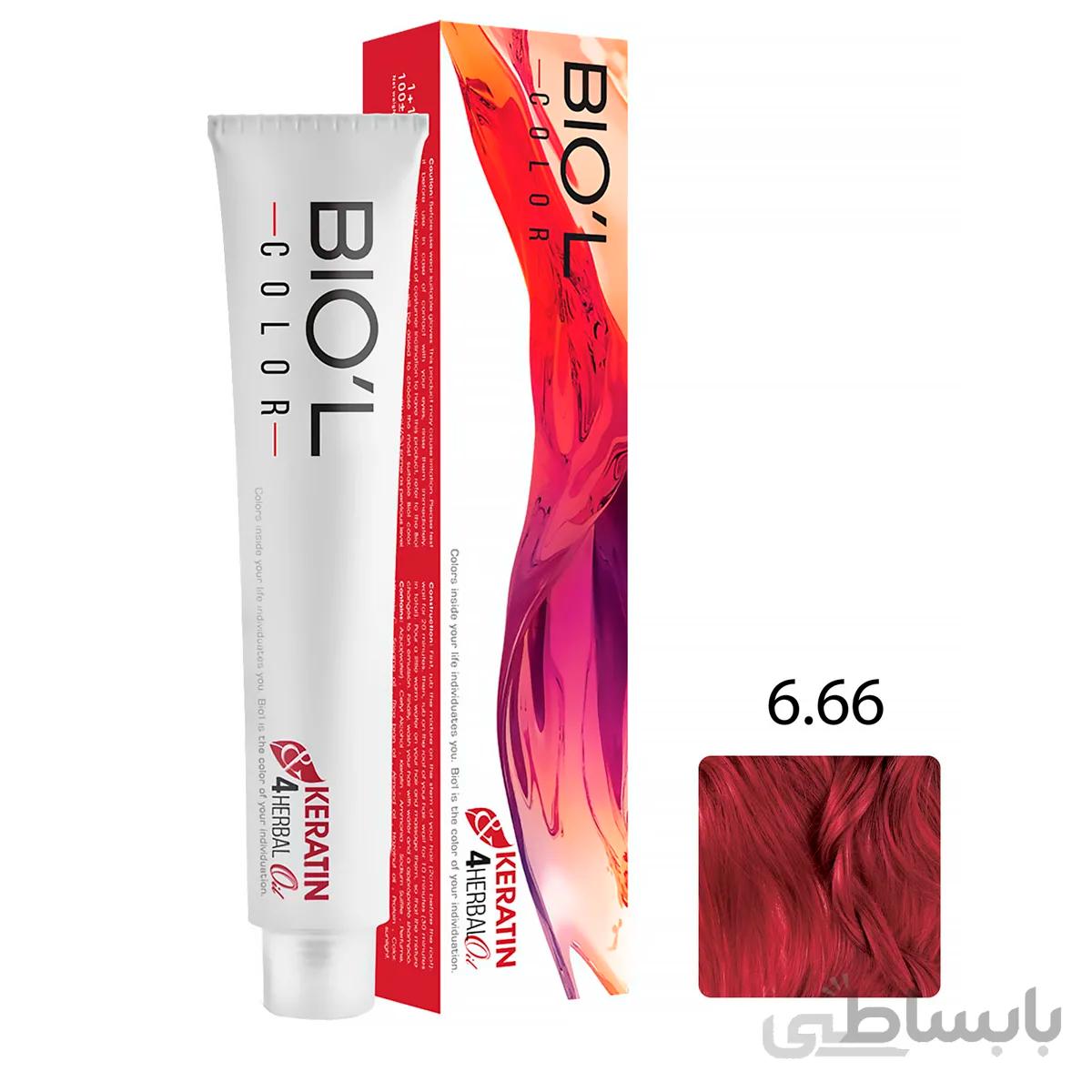 رنگ موی بیول سری شرابی قرمز آتشین حجم 100 میل شماره 6.66 رنگ شرابی قرمز آتشین ا Biol Hair Color 100ml No 6.66