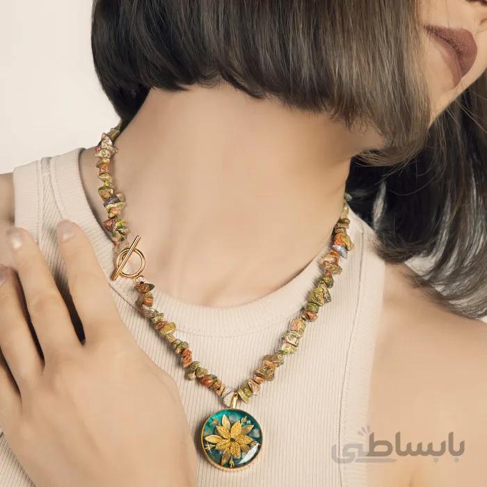 گردنبند روکش طلا طرح نسترن3 GN3063