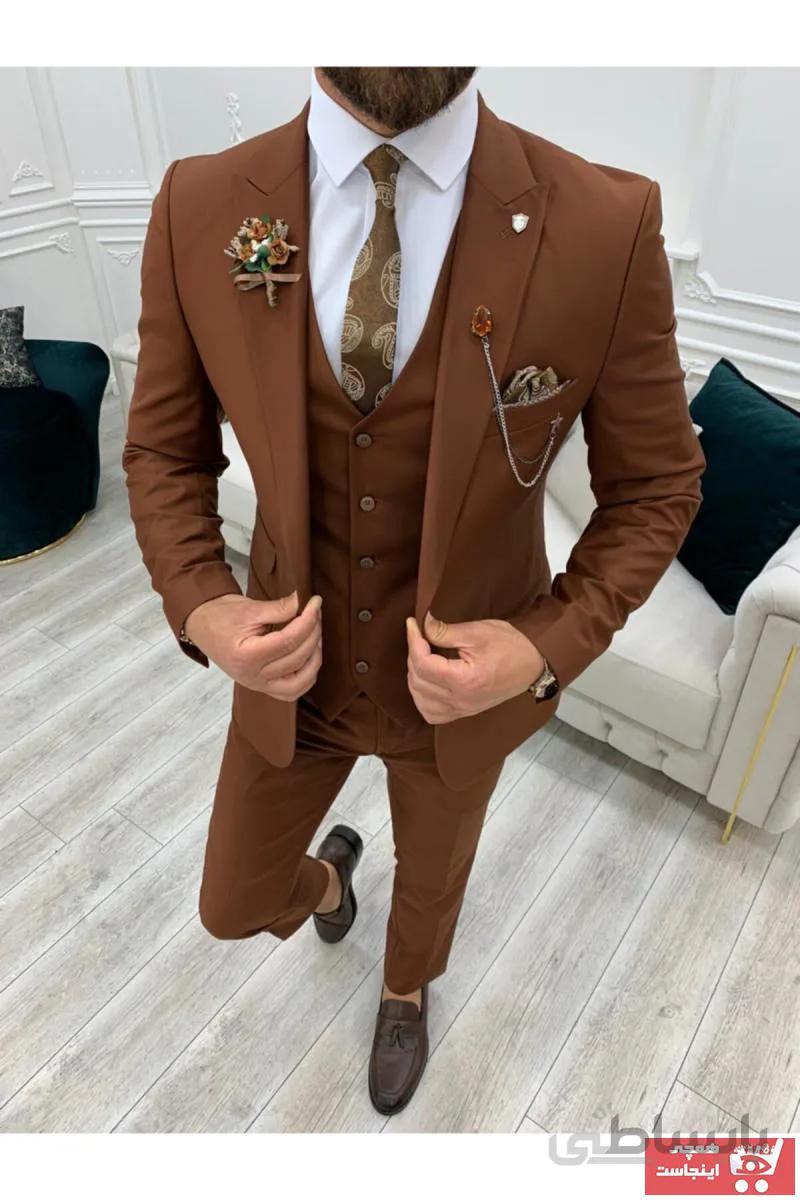 کت شلوار مردانه مدل 2021 برند PAREZ رنگ نارنجی کد ty104789039