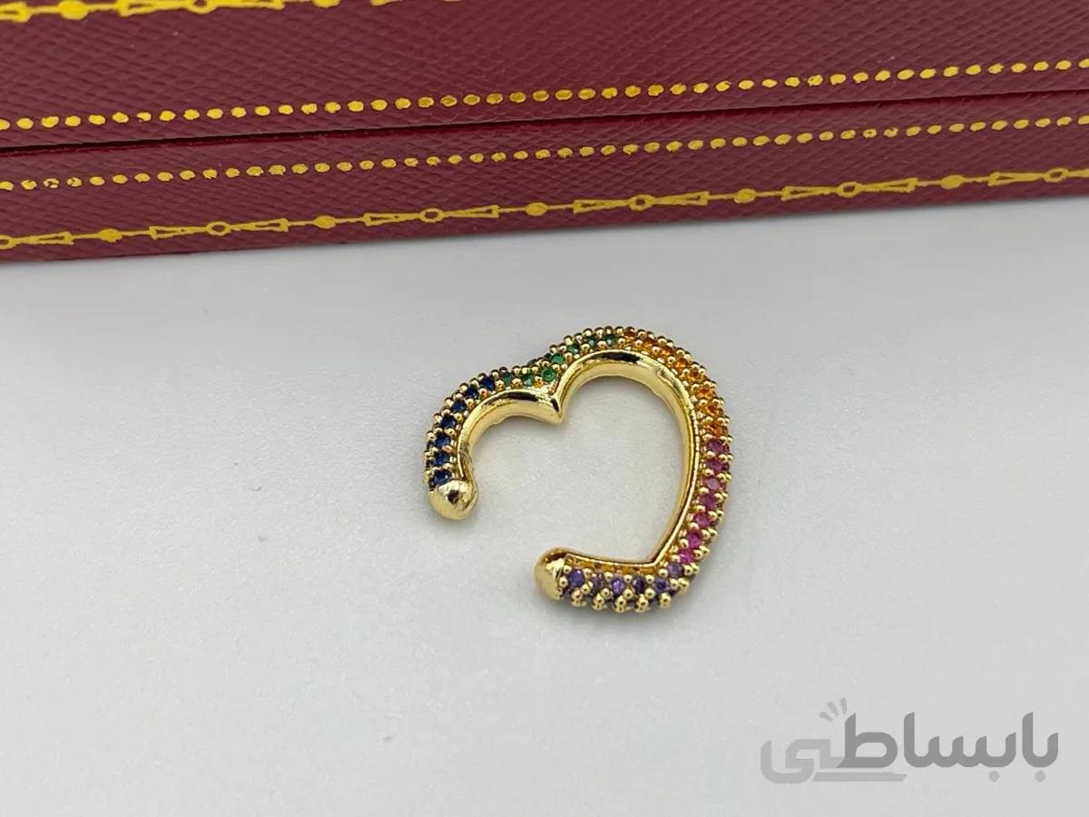 گوشواره ایرکاف قلب نگین رنگی