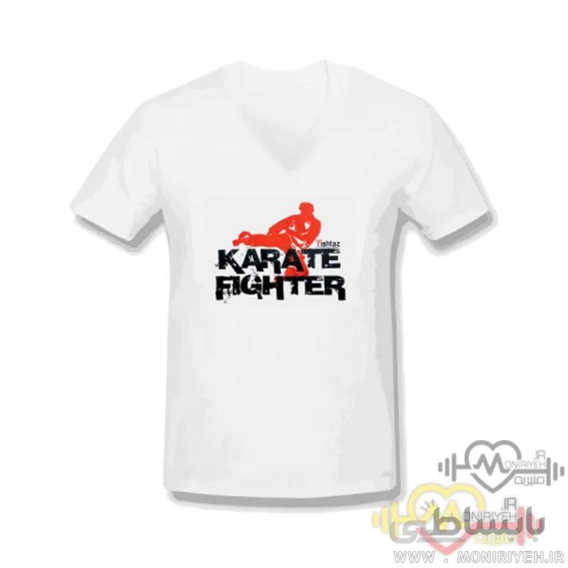 تیشرت یقه هفت طرح karate fighter