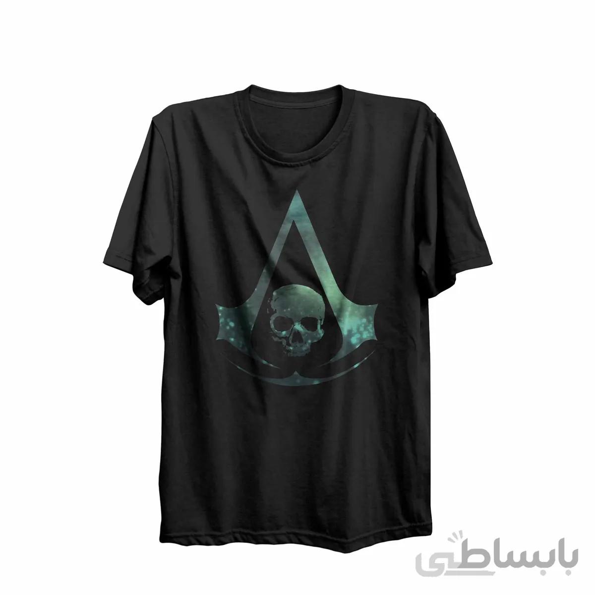 تیشرت یقه گرد مشکی طرح بازی assassin's creed