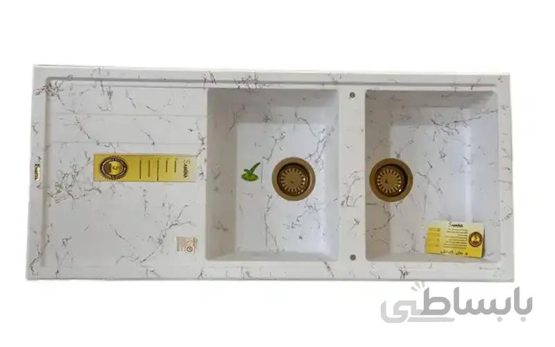 سینک گرانیتی سفید رگه طلایی