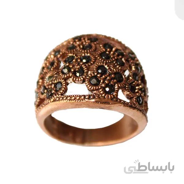 انگشتر نگین مارکازیت مسی مدل حلقه چهارپر کد JW274