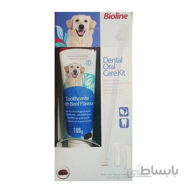 ست مسواک و خمیر دندان سگ طعم گوشت بیولاین – Bioline Dental Care Kit