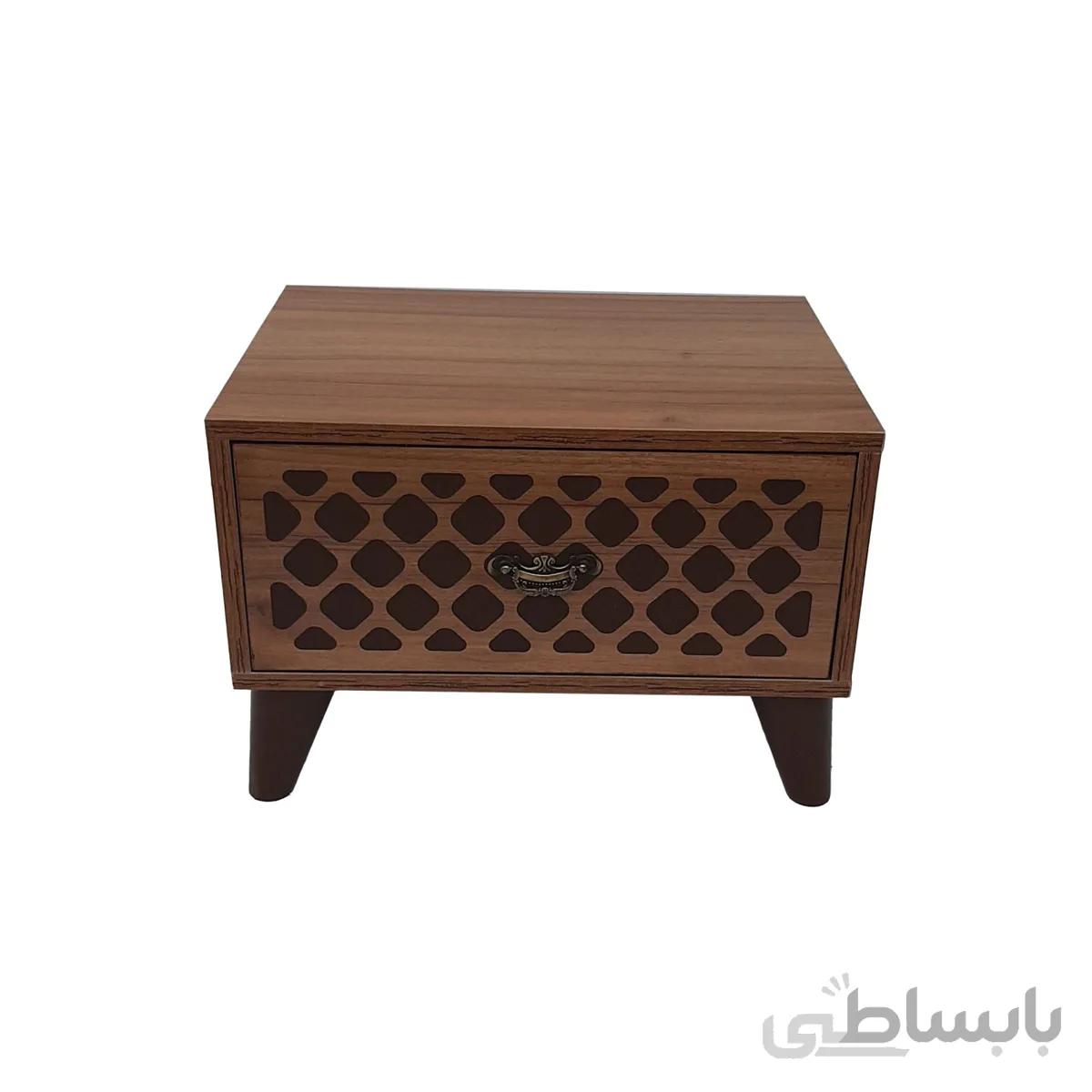 پاتختی تک کشو پایه دار زنبوری2 - سفید